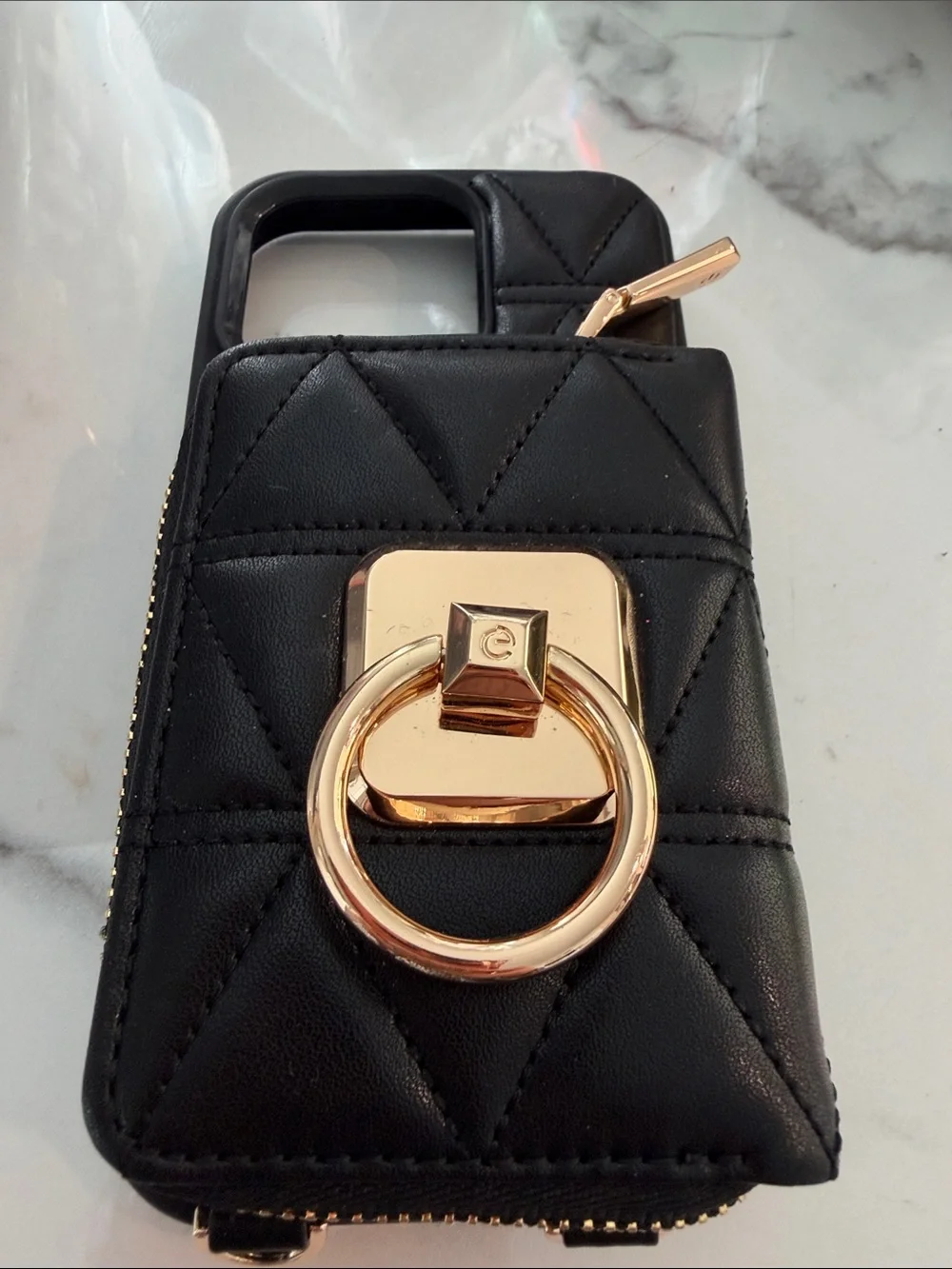 Quilted Wallet Phone Case with Card Holder & Ring Stand